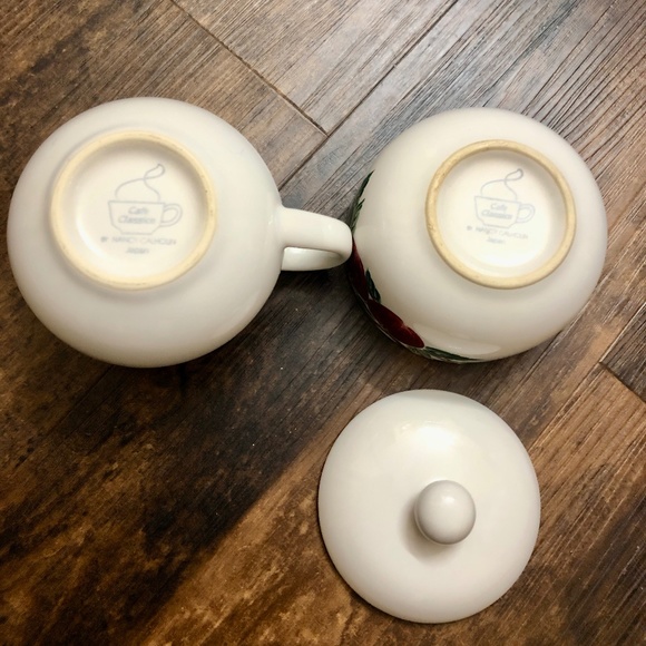 Sugar & Creamer Set Cafe Classico by Nancy Calhoun BELLA ROMA country apples - Picture 6 of 10